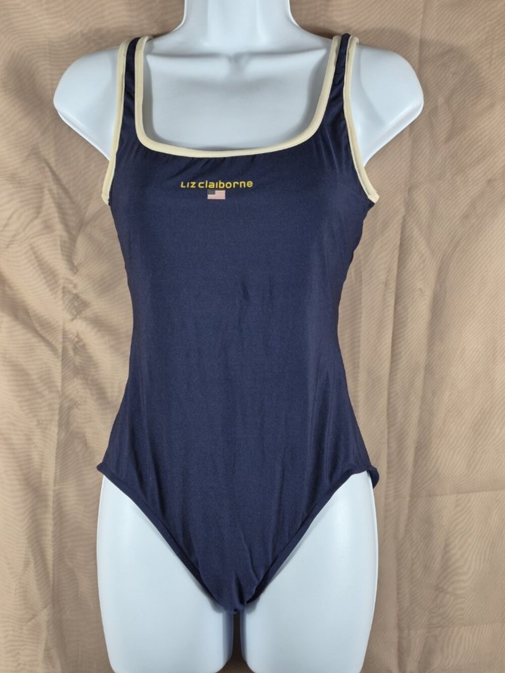 Liz Clairborne Women's Blue One-Piece U.S. Flag Swimsuit Size 10